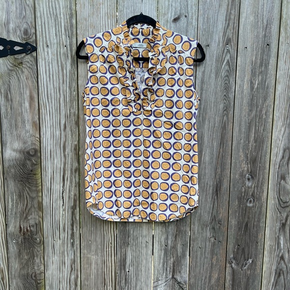 0039 Italy Tops - 0039 Italy Sleeveless Polka Dot Ruffle Top size XS